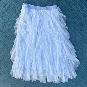 Anthropologie Light Blue Ruffled A-Line Skirt